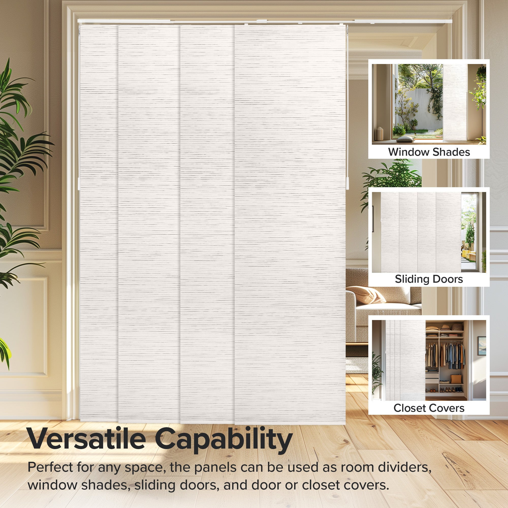 Chicology Adjustable Sliding Panel Track Blind, Vertical Blinds, Light Filtering - 46"-86" W X 96" Height, Meshed Glacier