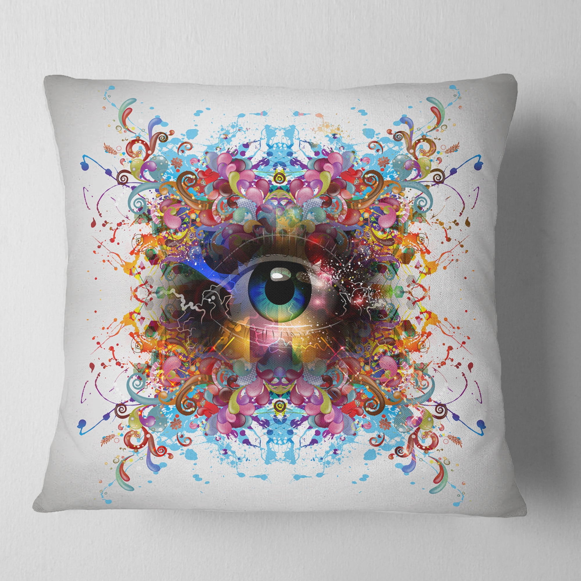 Designart Magic Eye with Flowers - Animal Throw Pillow - 16x16