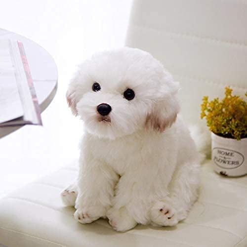 Lifelike Maltese Dog Plush Toy Soft Cartoon Animal Dog Stuffed