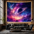 thumbnail image 6 of Ringed Purple Planet Above a Radiant Nebula, Mystical Digital Art for Space Lovers, Planet Wall Art, Housewarming Gift, Tapestry Wall Hanging for Bedroom and Gaming Room, 6 of 7