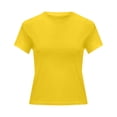 thumbnail image 4 of T-shirt Basique à Manches Courtes Col Roulé pour Femmes Été Col Rond Manches Longues Crop Top Sortie Taille Petite Hauts Ajustés, 4 of 4