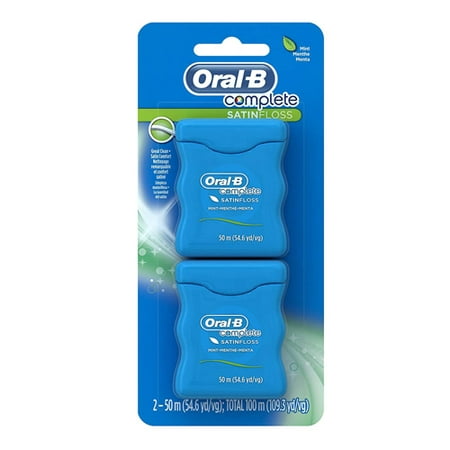 Oral-B Complete SatinFloss Dental Floss Mint, Twin pack, 50M x 2 Ea