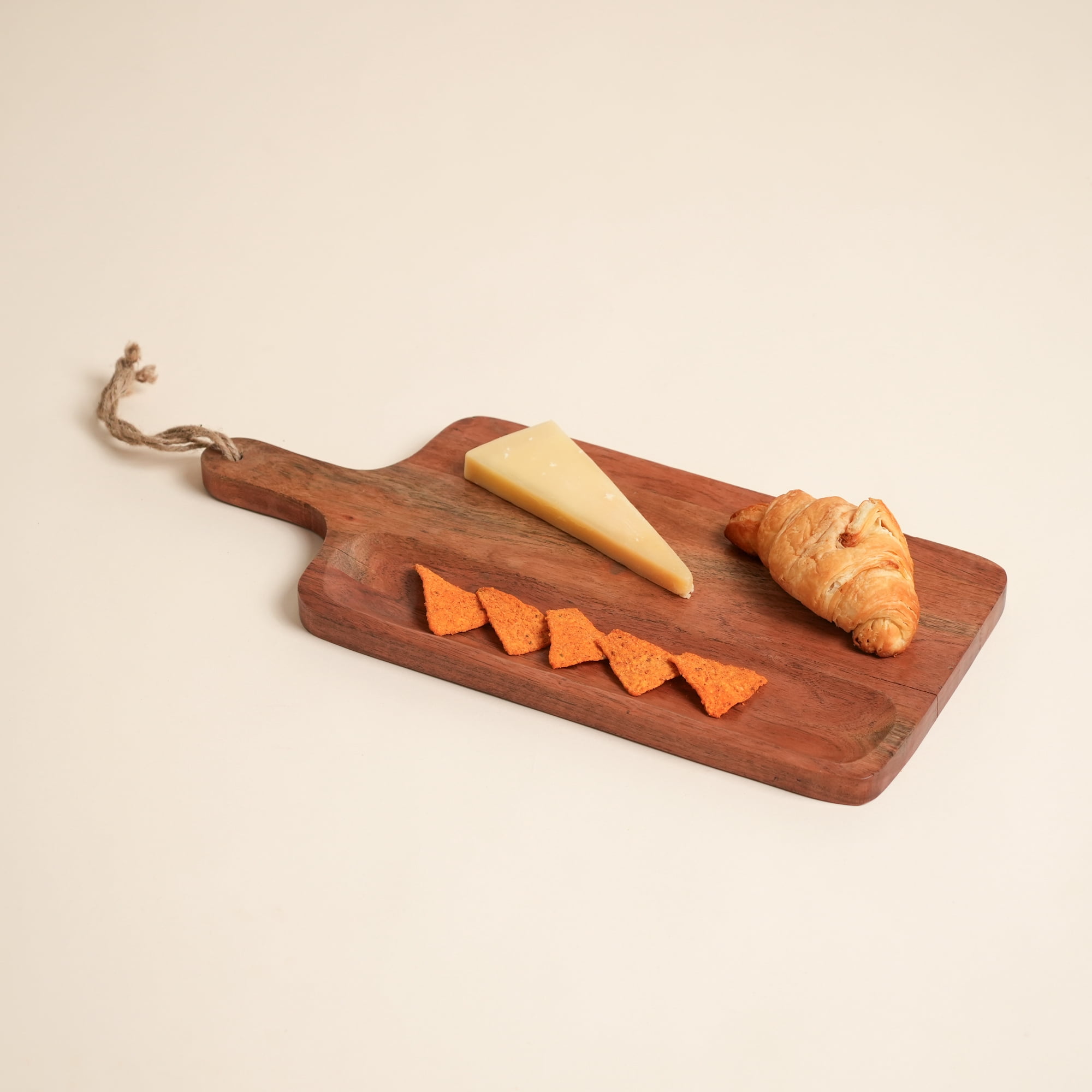 Acacia Wood Cutting Board with Handle, Handcrafted Wooden Chopping Board, Natural Finish Serving Board for Bread, Cheese, Charcuterie & Food Prep, Rectangular Paddle Board, 8 x 0.75 x 18 Inches