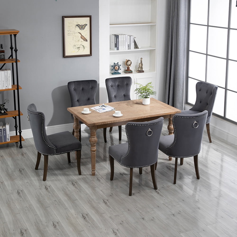 Kepooman Armless Upholstered Accent Dining Chairs, Set of 6, Gray Kepooman Armless Upholstered Accent Dining Chairs, Set of 6, Gray