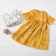 thumbnail image 2 of Summer Baby Girls Dress Casual Flower Infant Cute Floral Short Sleeve Dresses Pageant Sundress Yellow 140, 2 of 5