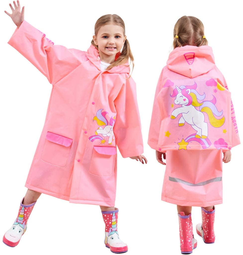 Kids Rain Coat Hooded Waterproof Jacket 