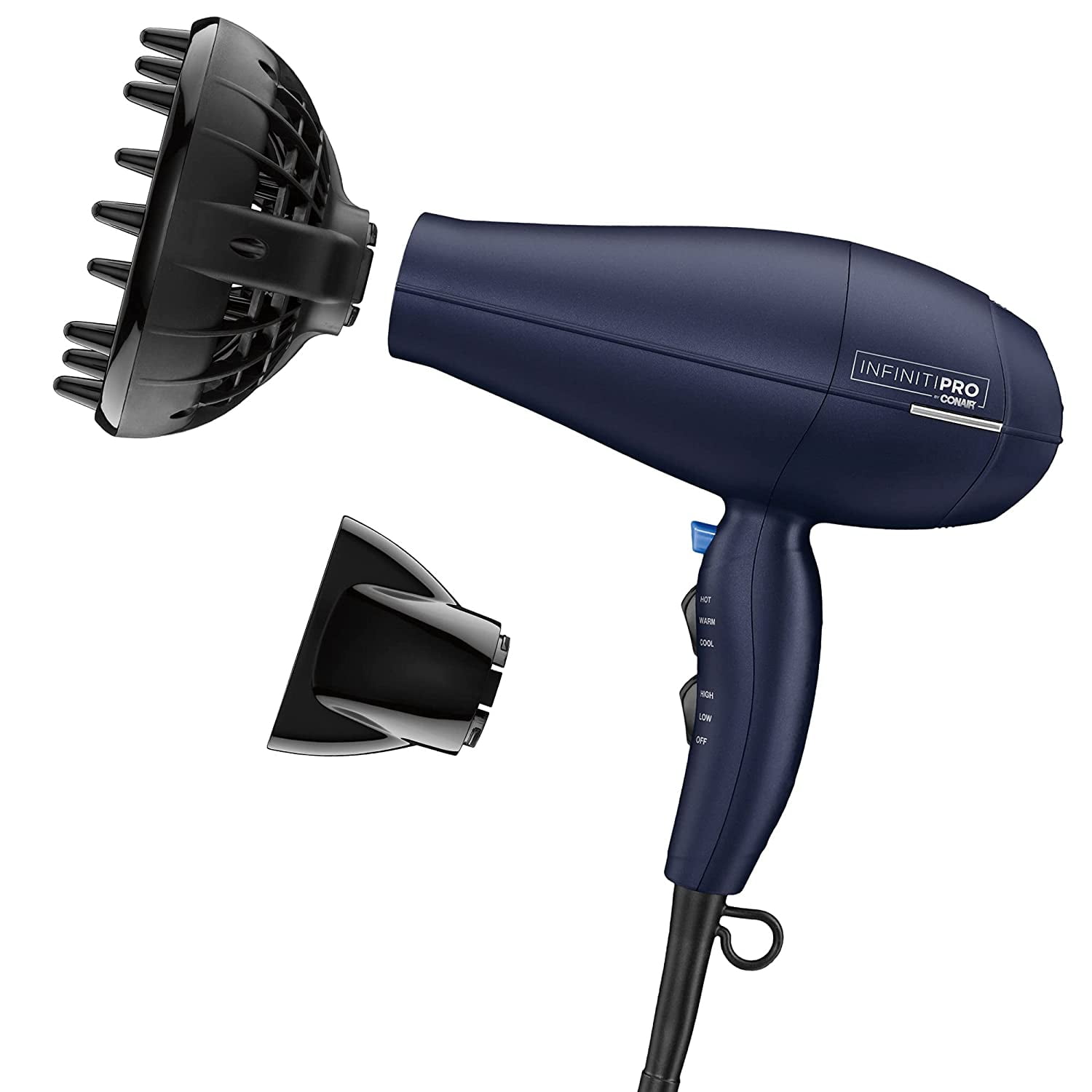 INFINITIPRO BY CONAIR 1875 Watt Texture Styling Hair Dryer for Natural  Curls and Waves, Dark Blue, 1 Count 600R 