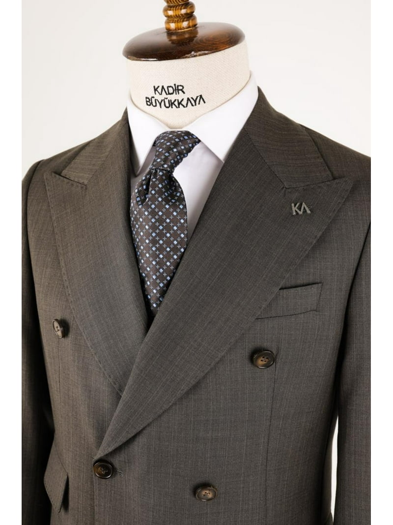 Double Breasted Suit, Khaki Double Button Woven Fabric Men's