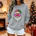 thumbnail image 5 of Holiday Graphic Tops for Women Funny Family Christmas Santa elk Print Pullover Crewneck Long Sleeve Shirts Lightweight Matching Sweatshirts, 5 of 6