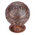 thumbnail image 2 of Vintage Metal Handcrafted Ashtray with Round Ball and Stamped Pattern, Gift Decoration (Red Bronze), 2 of 2