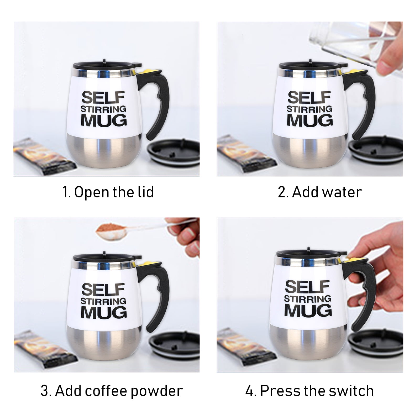 IAMPDD Self Stirring Mug Auto Self Mixing Stainless Steel Cup for  Coffee/Tea/Hot Chocolate/Milk Mug …See more IAMPDD Self Stirring Mug Auto  Self