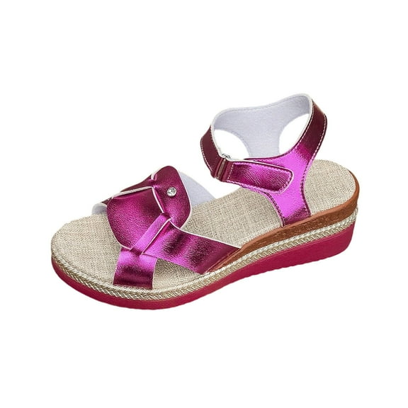 Wensltd Women Open Toe Sandals Wedge Solid Color Summer Trendy Sandals Casual Breathable Outdoor Daily Shoes