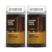 Every Man Jack Amber + Sandalwood Mens Antiperspirant Deodorant - Dermatologist Tested Long Lasting Odor & Sweat Protection That Glides On Easy, Made With Naturally Derived Ingredients - 2.6Oz.