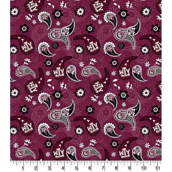Texas A&M Aggies Paisely Cotton Fabric-Sold by the Yard