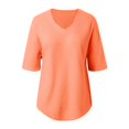 thumbnail image 4 of WENWU Women's V Neck Batwing Half Sleeved Shirt Knit Loose Shirt Solid Color Top Cute Workout T Shirts Top Women Loose, 4 of 5