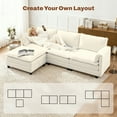 thumbnail image 6 of FLEXISPOT SF6 Cloud Sectional Couch  with Storage Seat for Living Room with Reversible Ottoman, 100.4" L-Shaped Modular Sectional Sofa with Storage, 3-Seater Comfy Sofa Couch for Apartment, White, 6 of 15