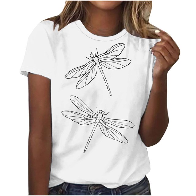 Meichang T-Shirts Chemises pour Femmes Mignons T-Shirts d'Été Mode Hauts Imprimés Animaux Décontractés Manches Courtes T-Shirt Basique Ample Col Rond Chandail T-Shirts