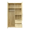 thumbnail image 5 of Pouseayar Tall Wardrobe Closet with 2 Doors,2 Drawers,5 Storage Space for Hanging Clothes, Wardrobe Storage Cabinet Bedrooms, Oak, 5 of 8