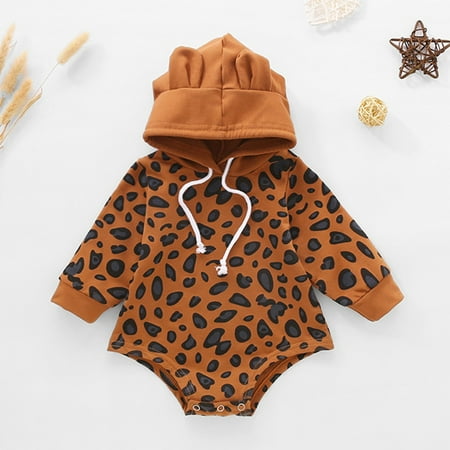 

Qazqa Boys Girls Autumn Winter Long Sleeve Leopard Print Bears Ears Hooded Romper Bodysuits