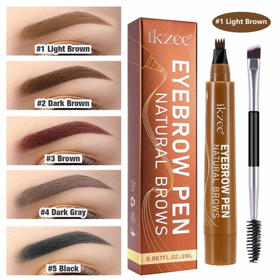 4-Fork Tip Eyebrow Pen, Waterproof Brow Color for Natural Hair-Like Brows, Long-Lasting, 2ml, #01 Light Brown