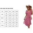 thumbnail image 4 of Robes Femmes Décontractées Manches Courtes Imprimé Floral Boutonné Col en V Été Boho Midi Robe, 4 of 6