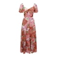 thumbnail image 4 of Womens Floral Summer Dress Casual Wrap V Neck Short Sleeve Belted Beach Bohemian Maxi Dress, 4 of 7