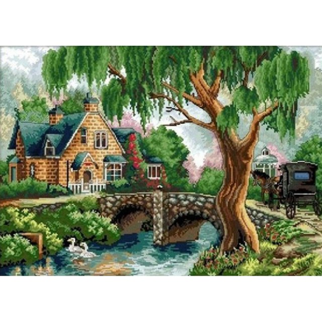 Taladro Pintura Diamante (DE0963) 5D DIY Paisaje Completo Punto de Cruz Kit de Mosaico (C1181) 40x50cm Hugtrwg Para estrenar