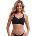 thumbnail image 5 of DARING DIVA Lace Trim V-Neck Wireless Bra Adjustable Spaghetti Straps Lift Up XL Black, 5 of 6