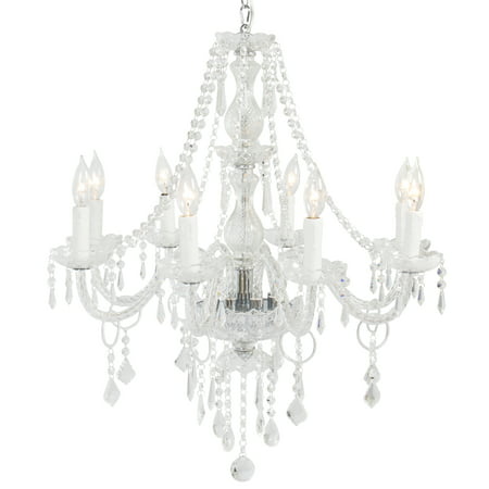 Best Choice Products 8 Light Center Lighting Crystal Chandelier Pendant Ceiling Lamp- (Best Lighting For Cathedral Ceilings)