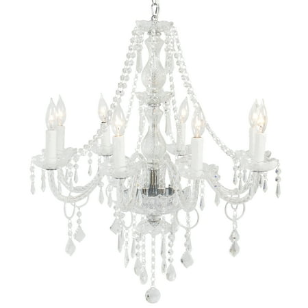 Best Choice Products 8 Light Center Lighting Crystal Chandelier Pendant Ceiling Lamp- (Best Lights For Drop Ceiling)