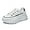 White, variant on Platform Sneakers High Heel Sneakers for Women Wedge Sneakers Leather Upper Fashion Lace up Sneakers Increasing 1.78 inch