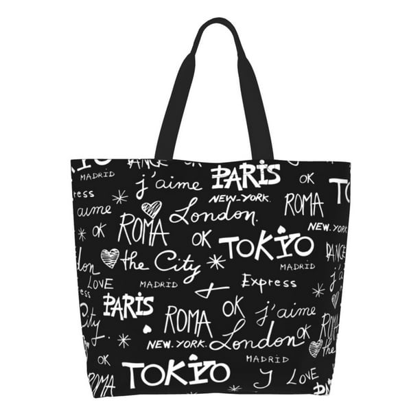 Balery Travel The World Bolsa Tote Estilo Estético con Cremalleras, Bolsa de Hombro, Bolsa de Compras Grande y Plegable