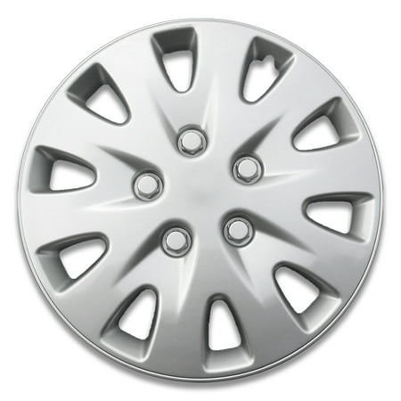 Auto Drive 16 Inch Silver Alloy Finish Hubcap Wheel Covers - Set of 4 - Fits Most Cars