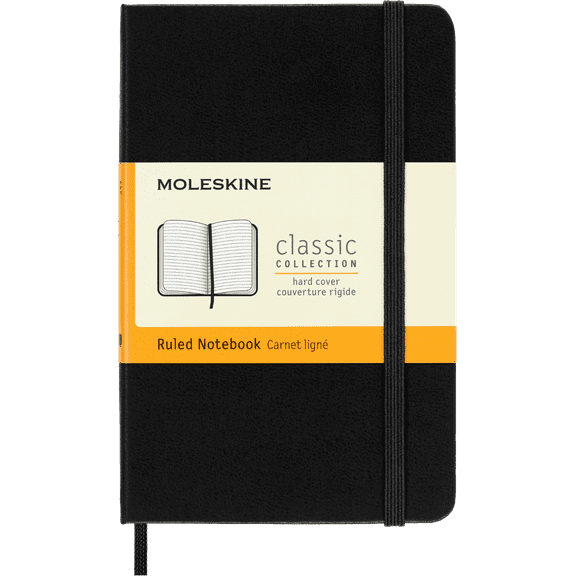 Moleskine Classic Notebook, Hard Cover, Pocket (3.5" x 5.5"), Ruled, Black, 192 Pages