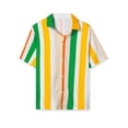 thumbnail image 5 of INSPIRE CHIC Men's Shirts Summer Striped Button Short Sleeve Beach Shirts XL Pink Green Orange, 5 of 6