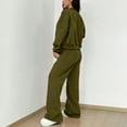 thumbnail image 3 of Womens 2 Piece Tracksuit Fall Fashion Long Sleeve Zip Up Crop Sweatshirt Long Pants Outfits Jogger Sweatsuit Sets Dark Green S, 3 of 4