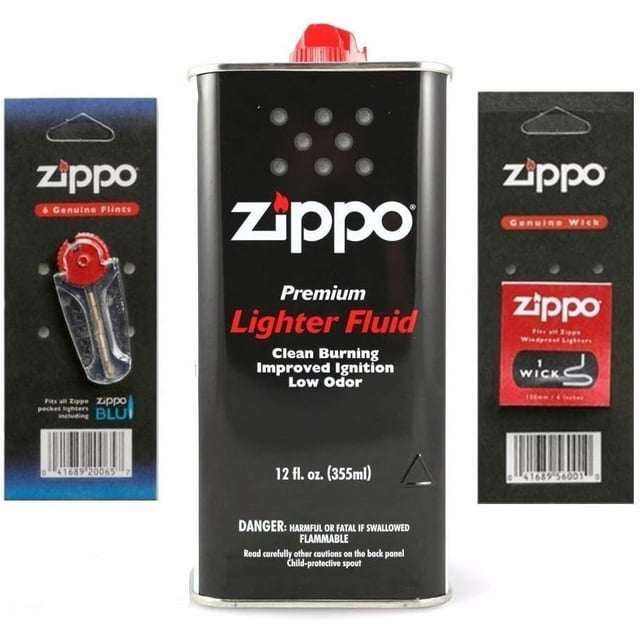 Zippo (1) Ensemble de Carburant (1) Silex et (1) Mèche de 12 Oz pour Camping en Plein Air