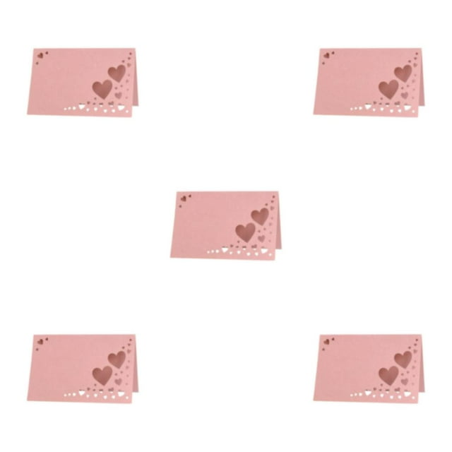 kurtrusly 50pack/lot Personalize Table Decorations With Heart Hollow Name Place Cards Durable Elegant pink 5Set