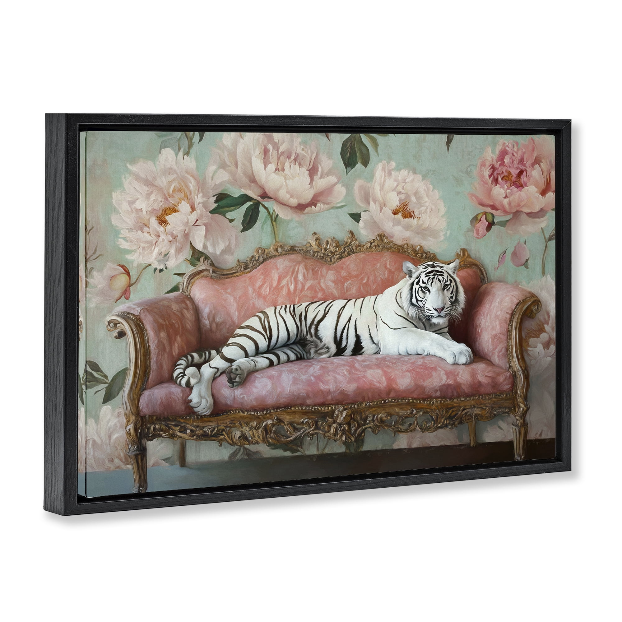 Stupell Industries Where The Tiger Dreams Black Framed Floater Canvas Wall Art, design by Tina LeCour
