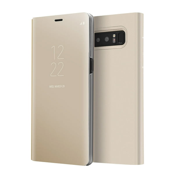 Samsung Galaxy S8 Flip Stand Mirror Luxury Smart Clear View Window Shockproof Flip Cover Protective Case For Samsung Galaxy S8 Gold Walmart Com Walmart Com