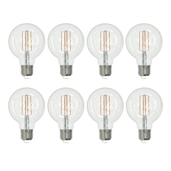 Bulbrite Pack of (8) 7 Watt Dimmable Clear Filament G25 Medium (E26) LED Light Bulb - 800 Lumens, 4000K