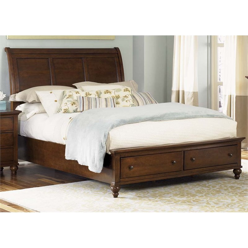 liberty furniture hamilton queen storage sleigh bed in cinnamon