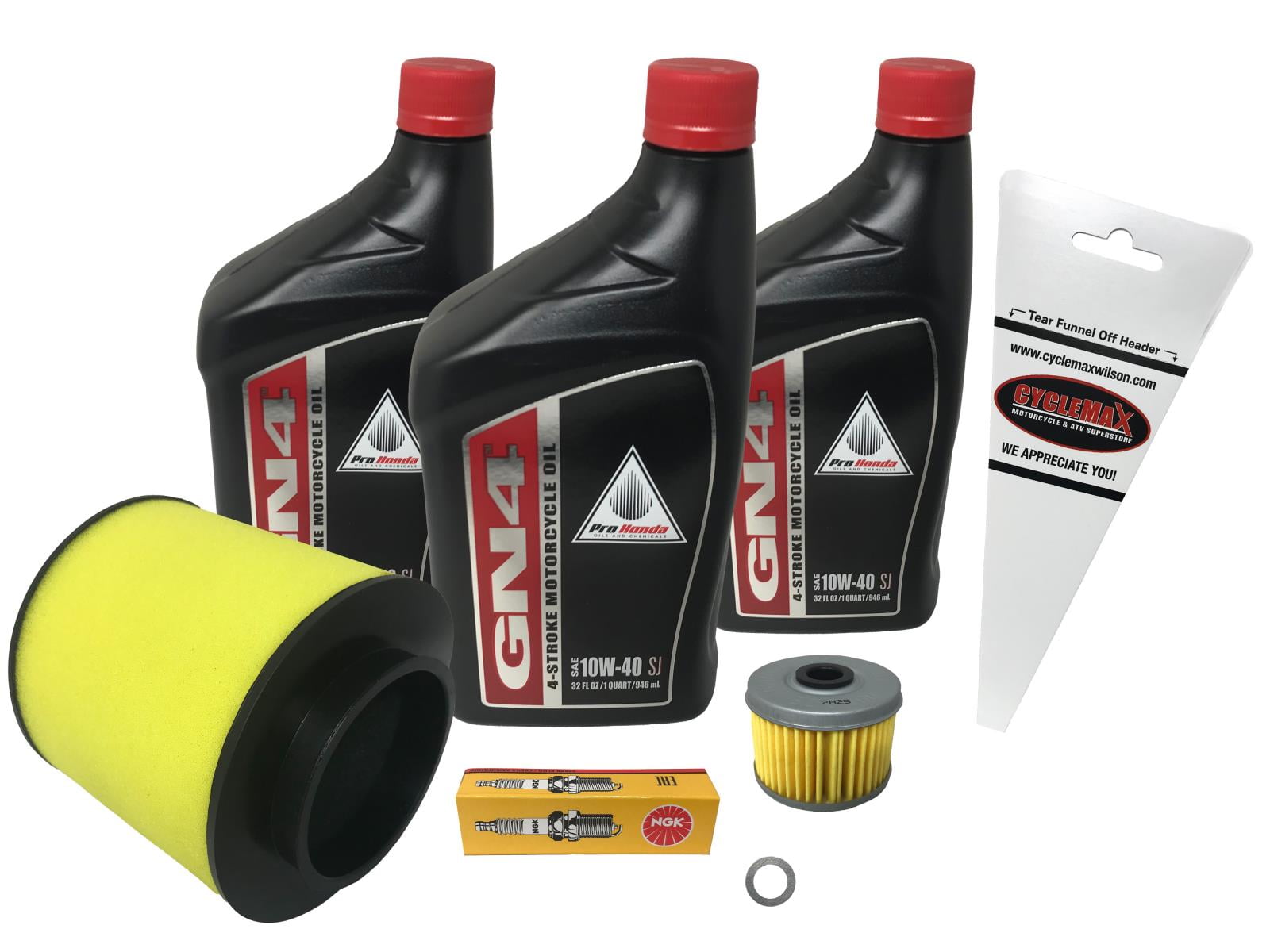 Cyclemax Tune Up Kit for 19921997 HONDA TRX300FW FOURTRAX 300 4X4 with 10W40 Oil