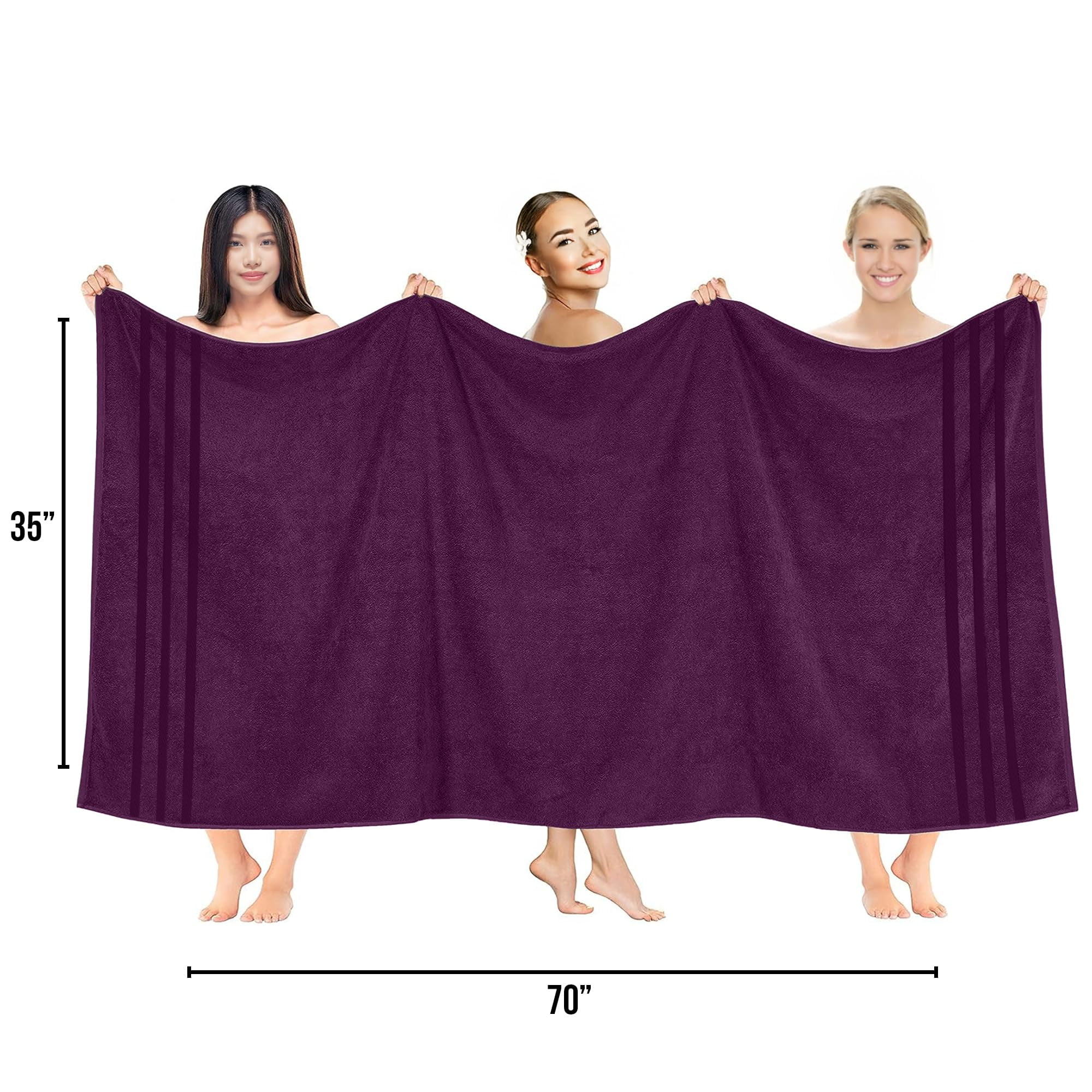 RIVERSIDE 2 Pack Luxury Bath Sheets 35×70 Soft Quick Dry Extra Large Cotton Towels 600 GSM Hotel Quality Spa - Purple