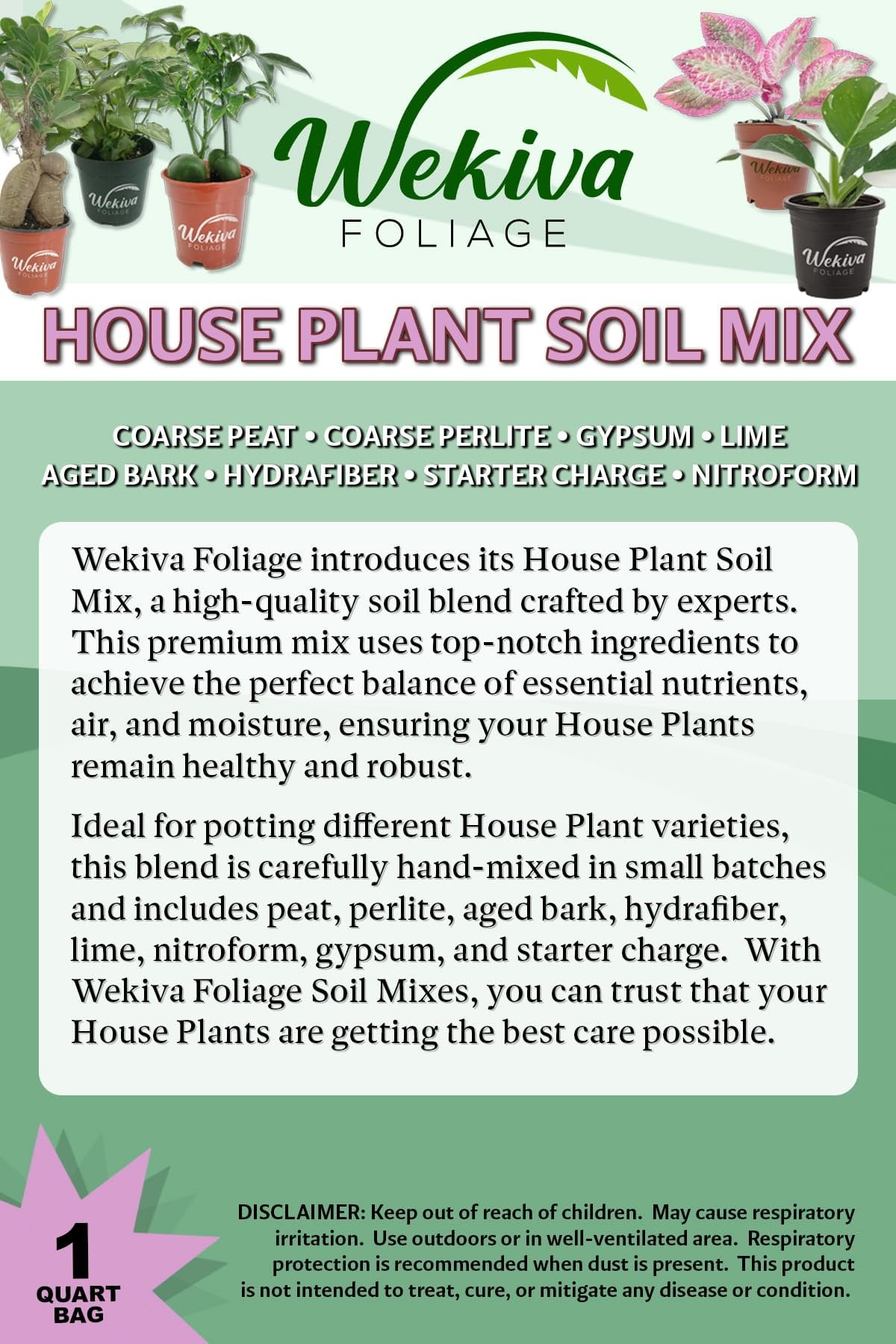 Houseplant Growing Soil Mix  4 Quarts - Custom Soil Blend  Potting Mix for Houseplants  Specially Developed by and for Professional Nursery Growers - Nutrient-Rich Formula