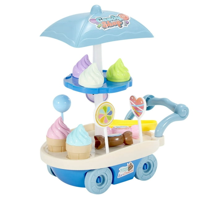 Bwiyojiz Simulation Home Toy Toys Ice Cream Cart Mini Candy, Gifts for Yourself, Blue