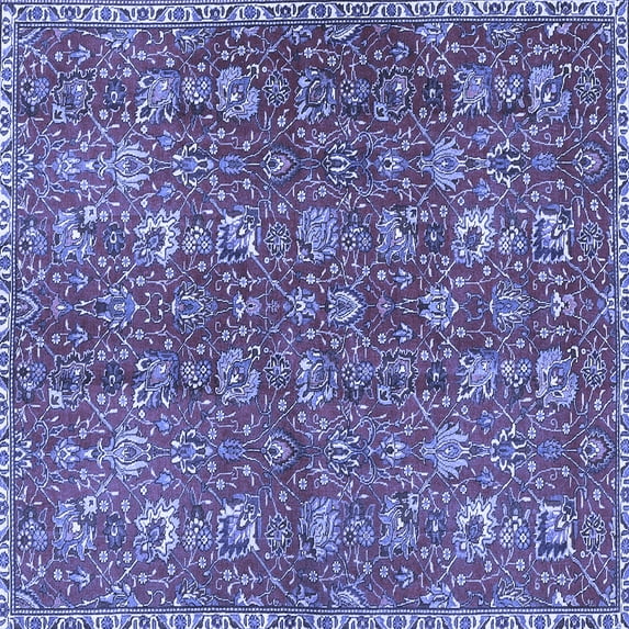 Ahgly Company Machine Washable Indoor Square Persian Blue Traditional Area Rugs, 8' Square