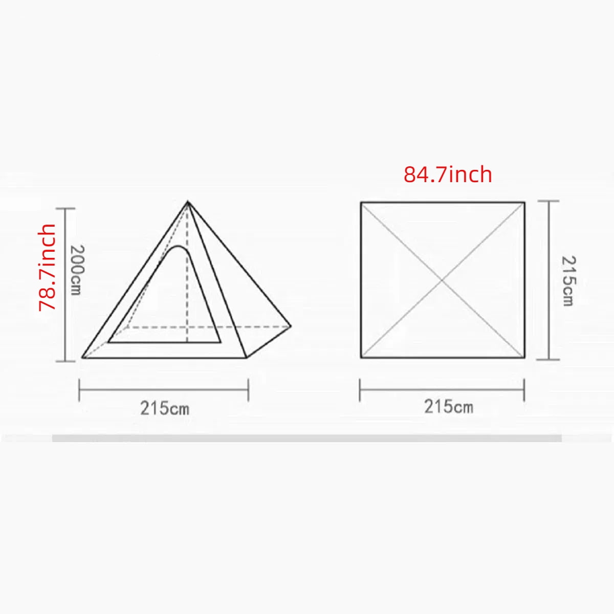 Outdoor Indian Pyramid Tent 3-4 Person Camping Tent with 300D Oxford Fabric Waterproof Luxury Glamping Tent for Family Camping & Outdoor Trips