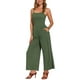 thumbnail image 2 of Mono de lino INSPIRE CHIC para mujeres, casual, con tirantes de espagueti, sin mangas y piernas anchas, color verde ejército, 2 of 5