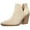 Beige, variant on Pennysue Women's Middle Heel Ankle Booties Light Brown Thick Heeled Stacked Short Boots Size 6.5M